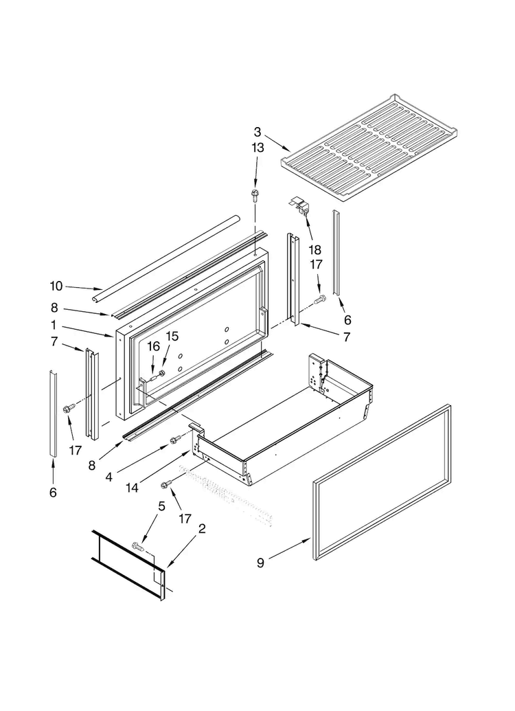 Freezer Door And Basket Parts Diagram and Parts List for JB36CXFXRB00  Jenn-Air Refrigerator