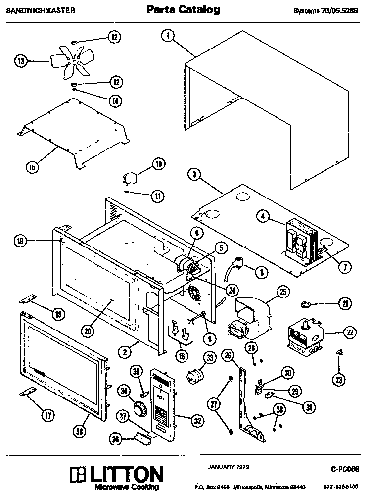 Section 14 Diagram and Parts List for 70 0502 Amana Microwave