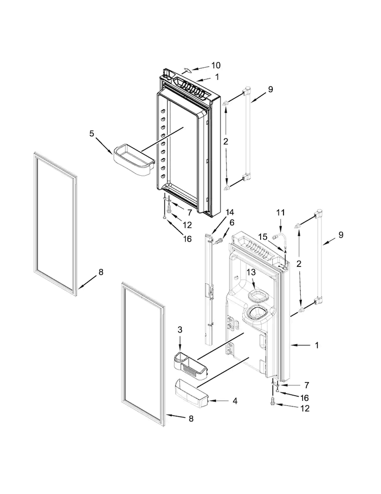 Refrigerator Door Parts Diagram and Parts List for MFI2570FEH00  Maytag Refrigerator