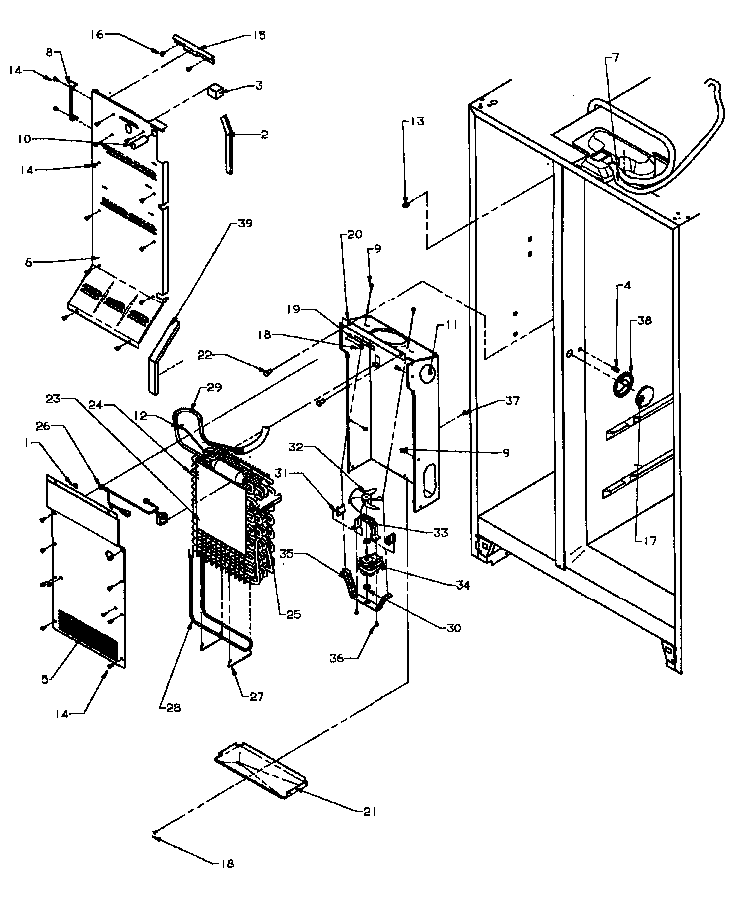 Evaporator And Air Handling Diagram and Parts List for SXD20Q2W-P1162508WW  Amana Refrigerator