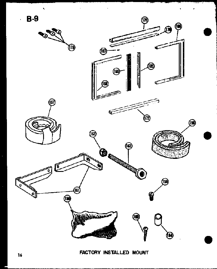 Factory Installed Mount Diagram and Parts List for ES216D-3MR P55417-43R Amana Air Conditioner