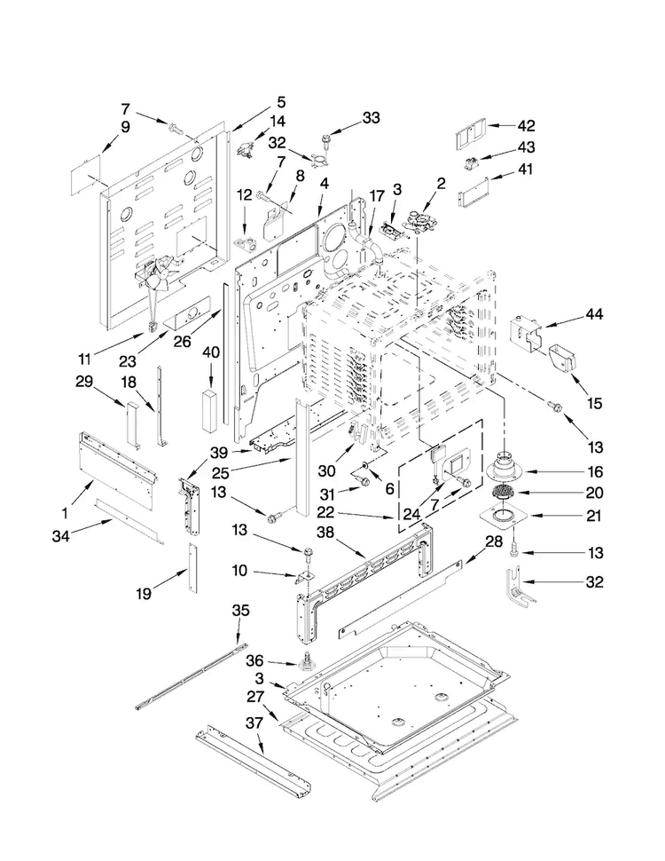 Chassis Parts Diagram and Parts List for JES9750CAS02  Jenn-Air Range