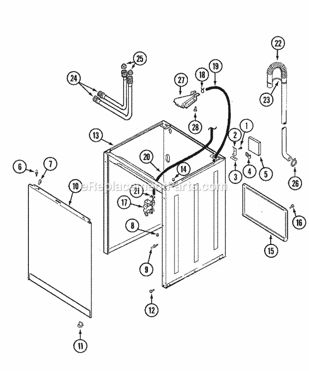 CABINET Diagram and Parts List for PAV2300AWW  Maytag Washer
