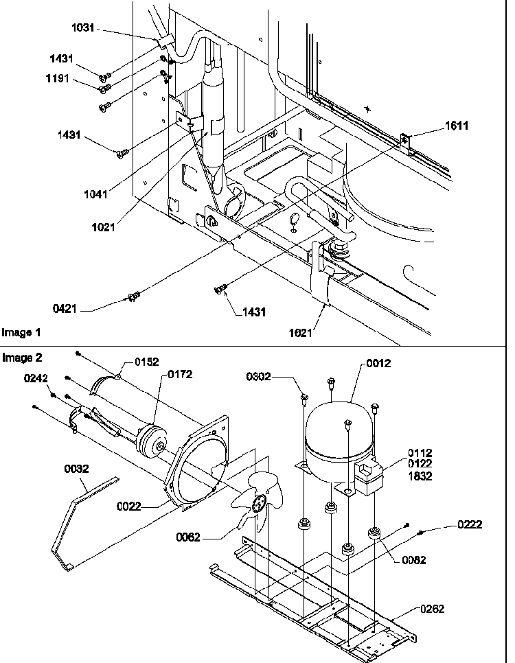 Machine Compartment Assembly Diagram and Parts List for BBI20TL-P1199101WL  Amana Refrigerator