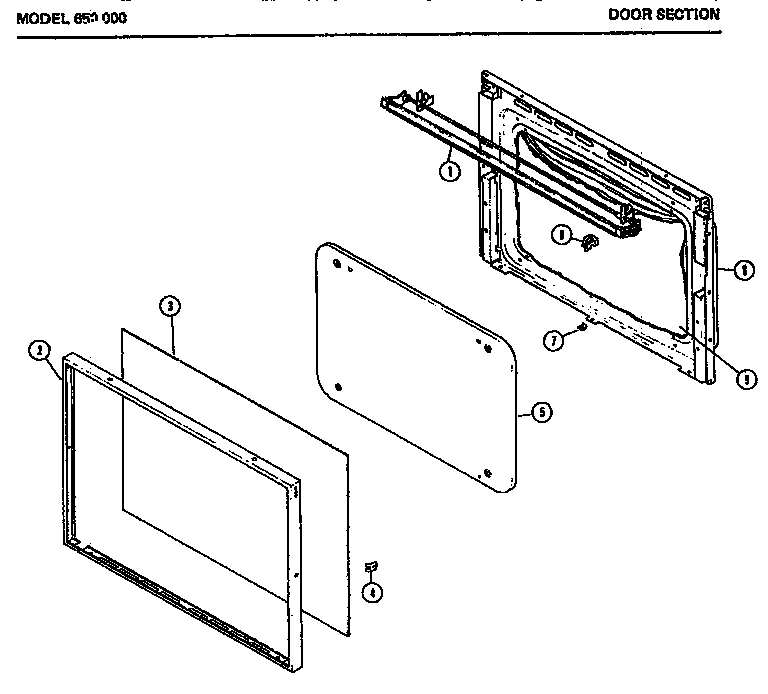 01 - DOOR Diagram and Parts List for 650000  Maytag Range