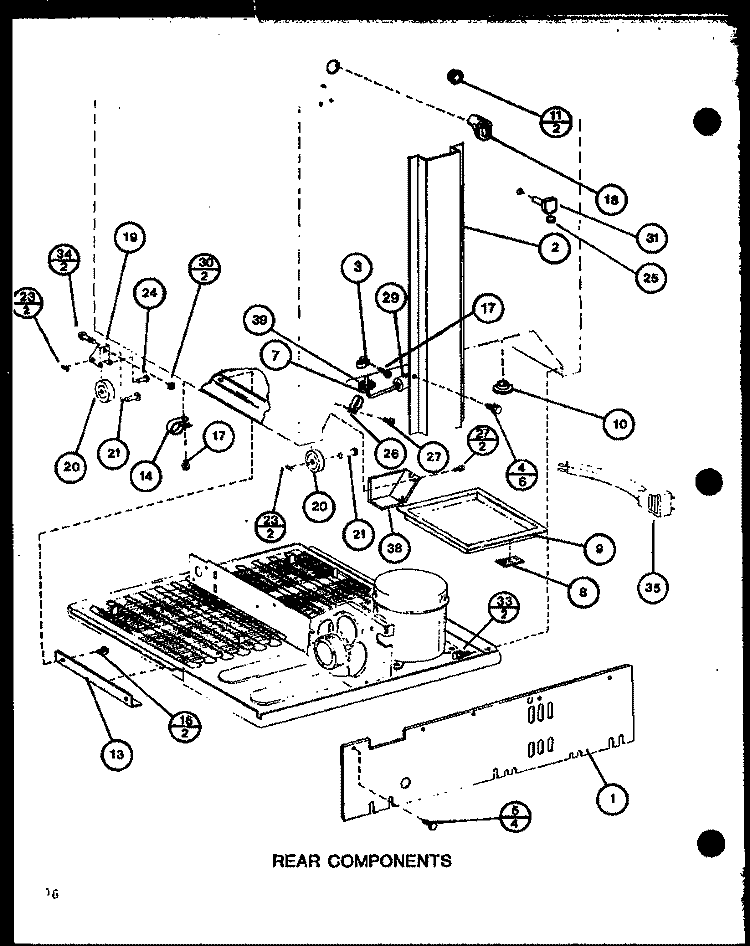REAR COMPONENTS Diagram and Parts List for BL20J P7680818W Amana Refrigerator