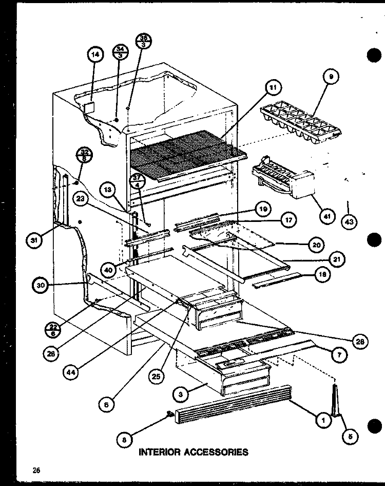 INTERIOR ACCESSORIES Diagram and Parts List for TRG20SPH P7711039W Amana Refrigerator
