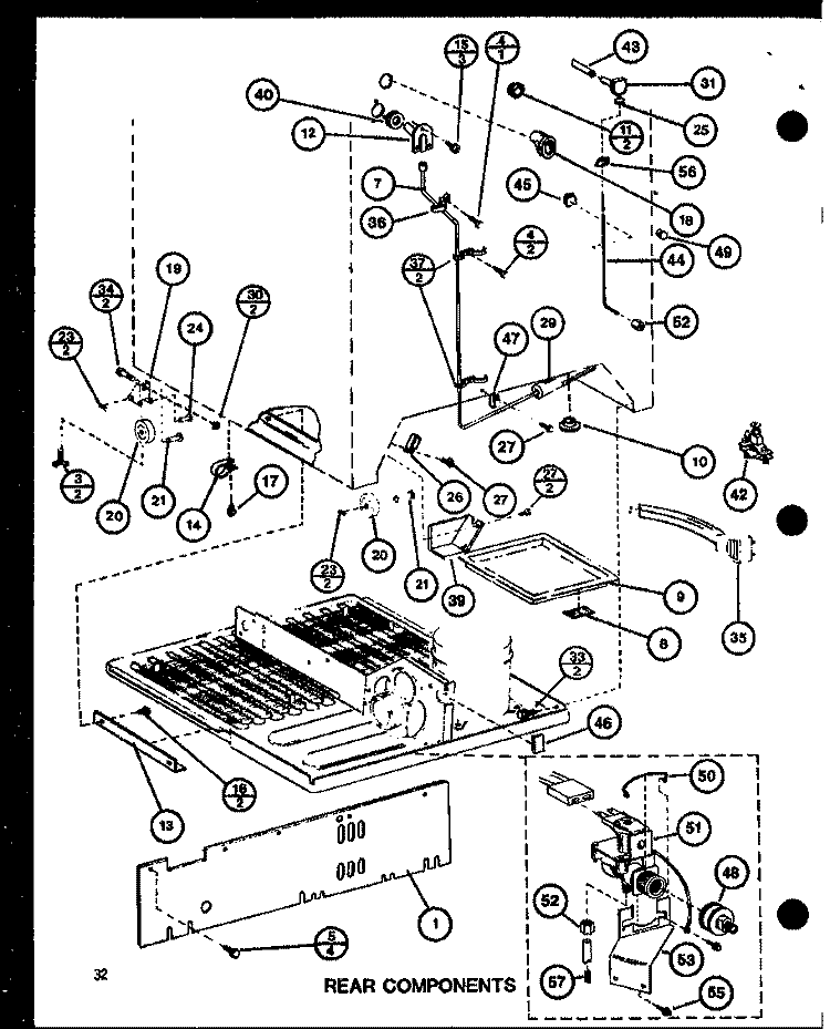 REAR COMPONENTS Diagram and Parts List for TMI20H P7711031W Amana Refrigerator