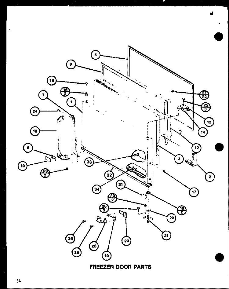 FZ DOOR PARTS Diagram and Parts List for TC22H P7711034W Amana Refrigerator