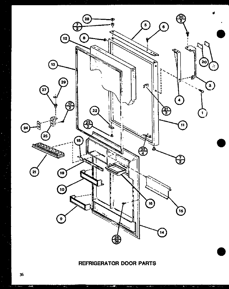 REF DOOR PARTS Diagram and Parts List for TC22H P7711034W Amana Refrigerator