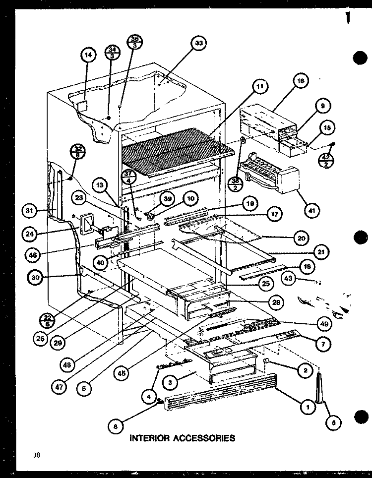 INTERIOR ACCESSORIES Diagram and Parts List for TC22H P7711034W Amana Refrigerator