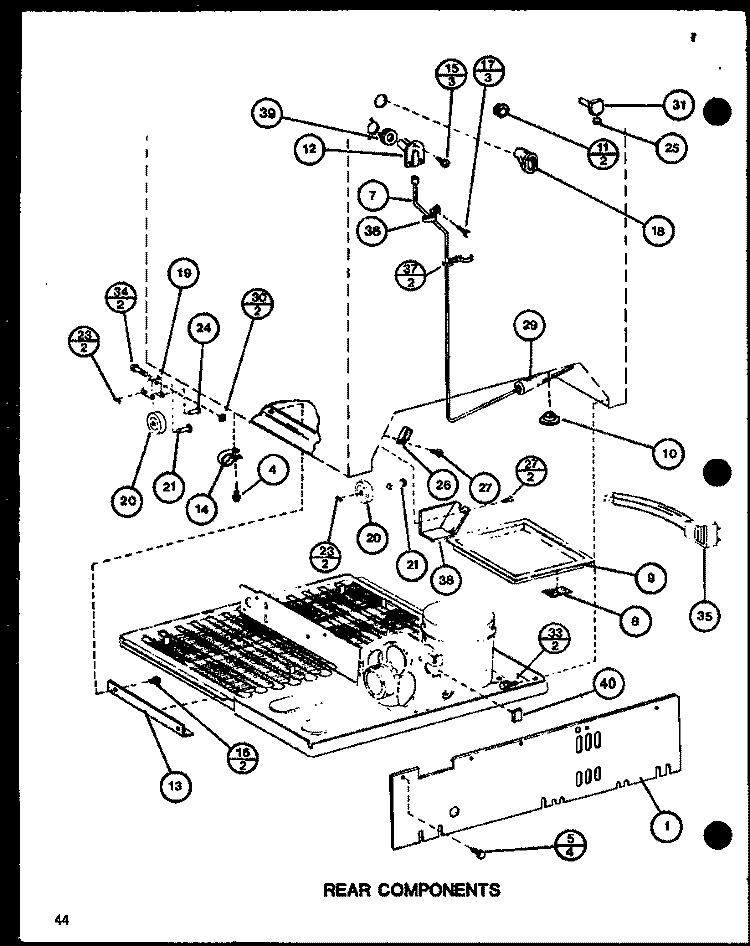 REAR COMPONENTS Diagram and Parts List for TC22H P7711034W Amana Refrigerator