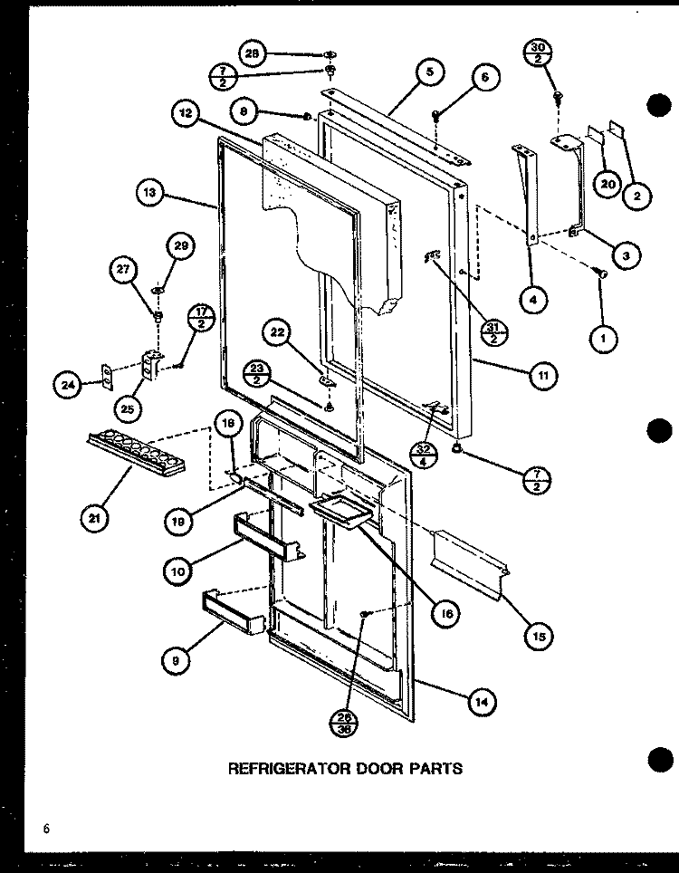 REF DOOR PARTS Diagram and Parts List for TC18H P7711037W Amana Refrigerator