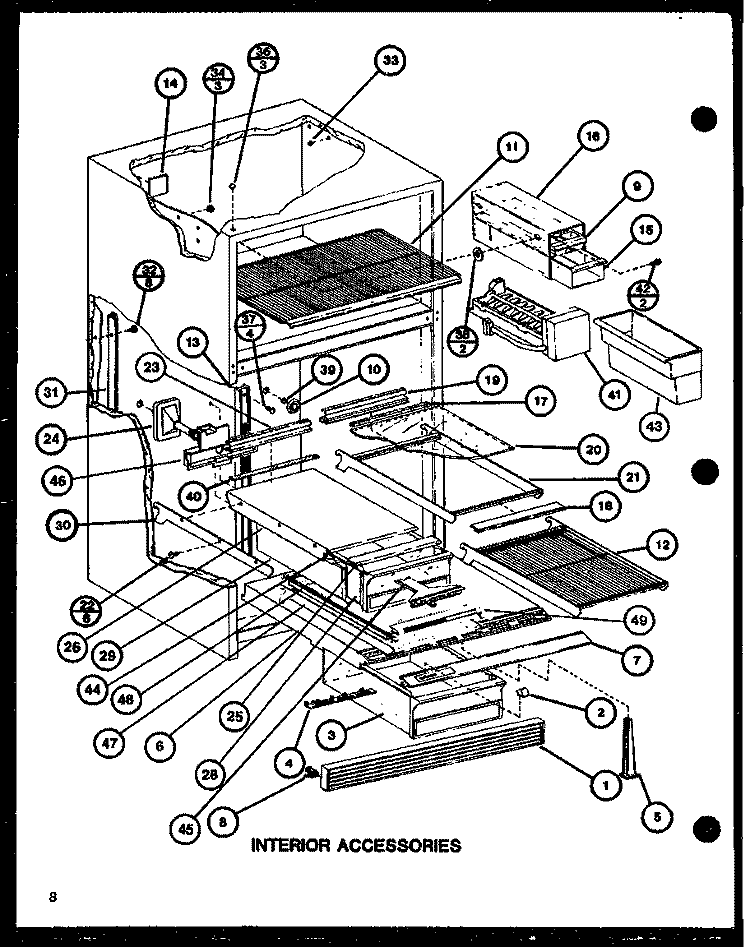 INTERIOR ACCESSORIES Diagram and Parts List for TC18H P7711037W Amana Refrigerator