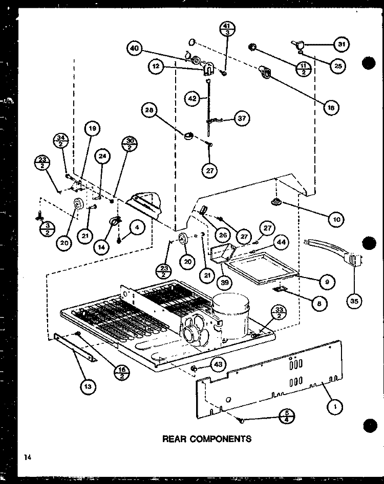 REAR COMPONENTS Diagram and Parts List for TC18H P7711037W Amana Refrigerator