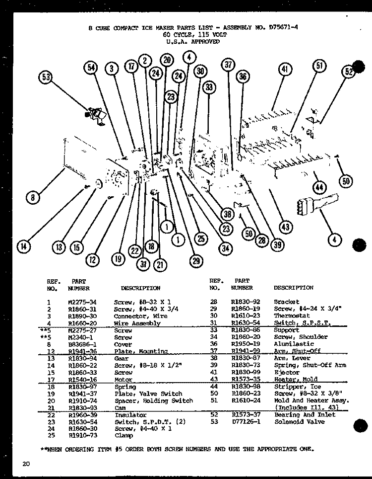 8 CUBE COMPACT ICE MAKER Diagram and Parts List for IC-3H P7621305W Amana Refrigerator
