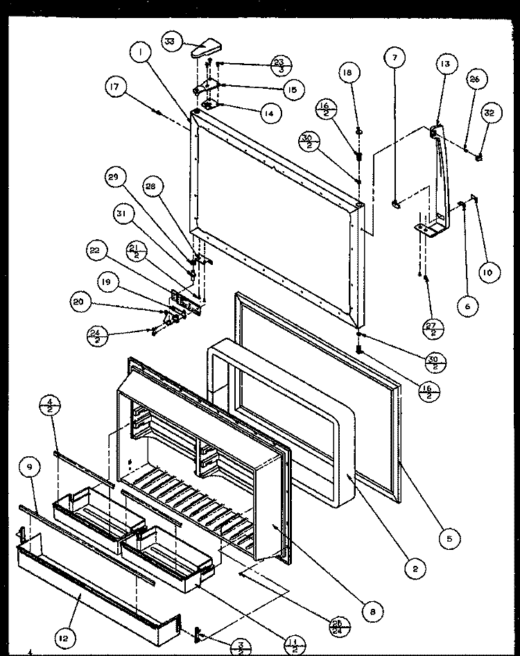 FZ DOOR (WHITE Diagram and Parts List for TZ19QL P1111409W L Amana Refrigerator