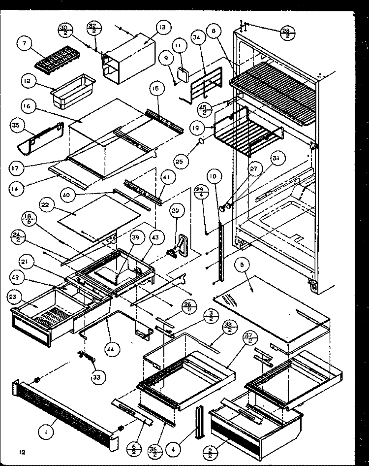 CABINET SHELVING (WHITE Diagram and Parts List for TZ19QL P1111409W L Amana Refrigerator