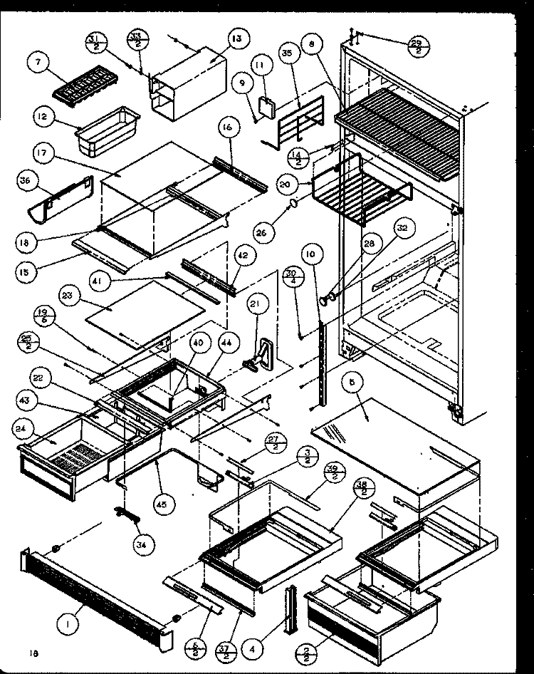 CABINET SHELVING (WHITE Diagram and Parts List for TZI23QL P1114905W L Amana Refrigerator