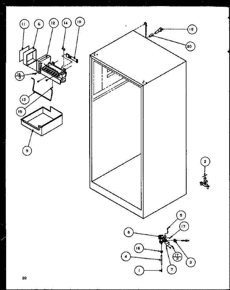 FACTORY INSTALLED ICE MAKER Diagram and Parts List for TZI23QL P1114905W L Amana Refrigerator