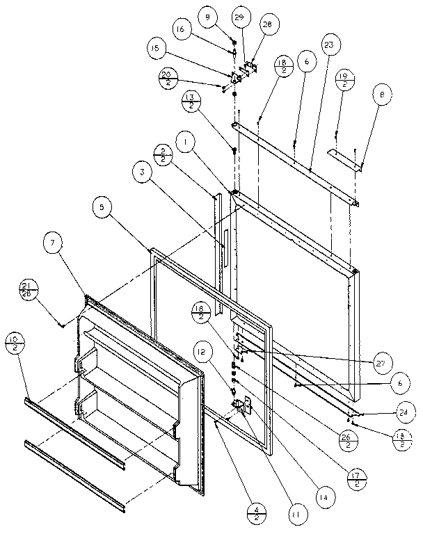 Freezer Door Diagram and Parts List for 86068-P1125513  Amana Refrigerator