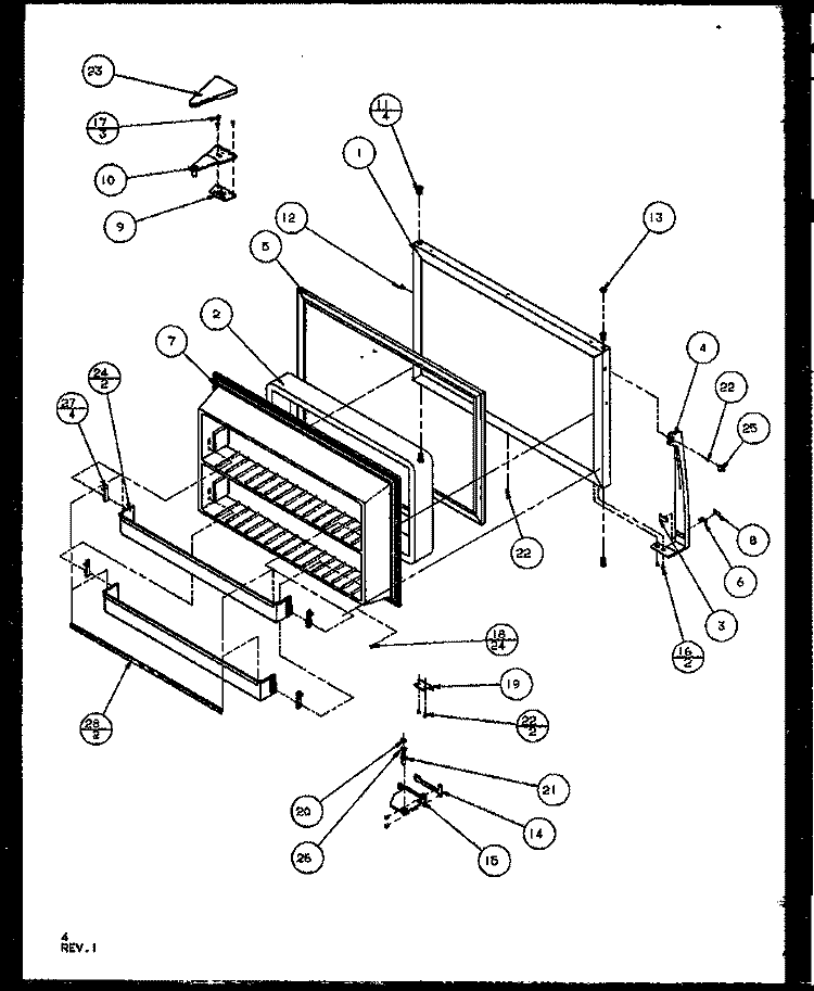 FZ DOOR Diagram and Parts List for TG18RBL P1158302W L Amana Refrigerator