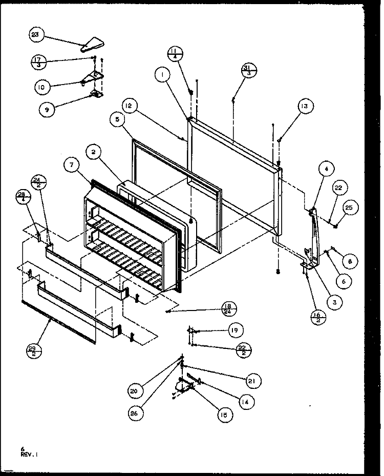 FZ DOOR Diagram and Parts List for TZI21RL P1168001W L Amana Refrigerator