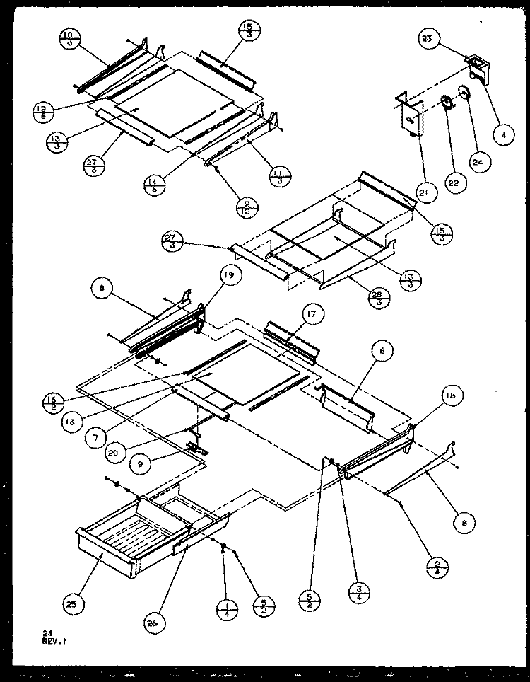 CABINET SHELVING Diagram and Parts List for TG18RBL P1158302W L Amana Refrigerator