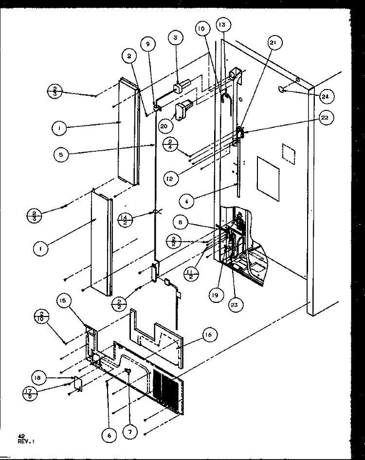 CABINET BACK Diagram and Parts List for TG18RBL P1158302W L Amana Refrigerator