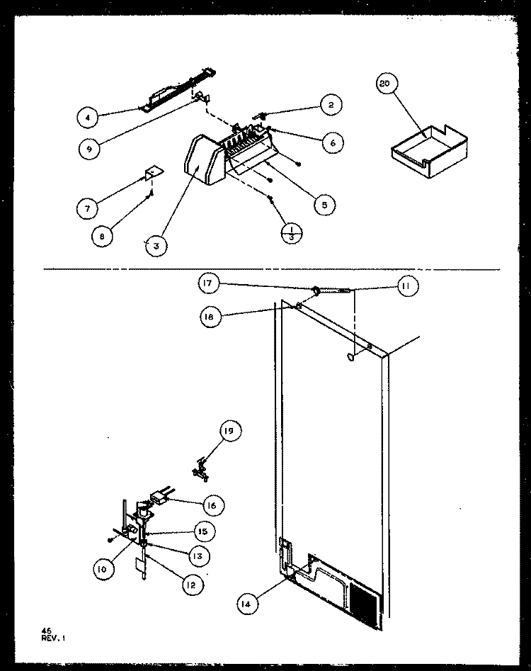 FACTORY INSTALLED ICE MAKER Diagram and Parts List for TZI22RL P1168003W L Amana Refrigerator