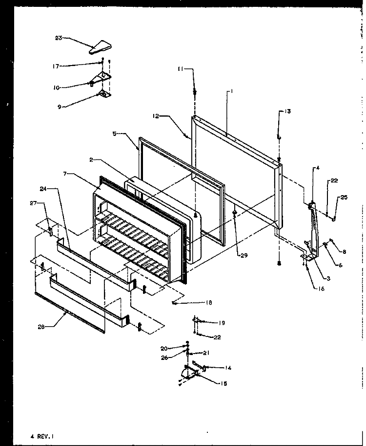 FZ DOOR Diagram and Parts List for TSI18R2L P1182102W L Amana Refrigerator