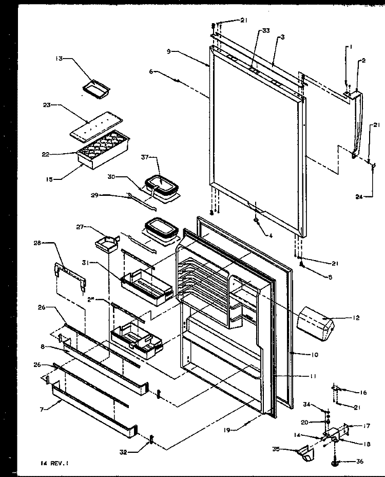 REF DOOR Diagram and Parts List for TX21R2W P1157609W W Amana Refrigerator
