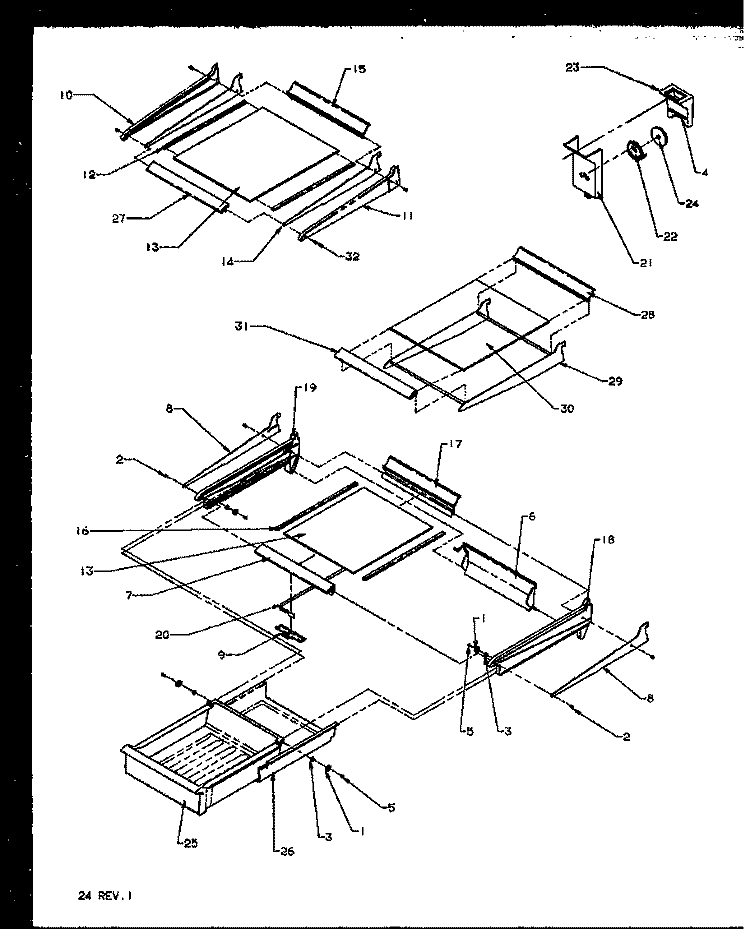 CABINET SHELVING Diagram and Parts List for TSI18R2L P1182102W L Amana Refrigerator
