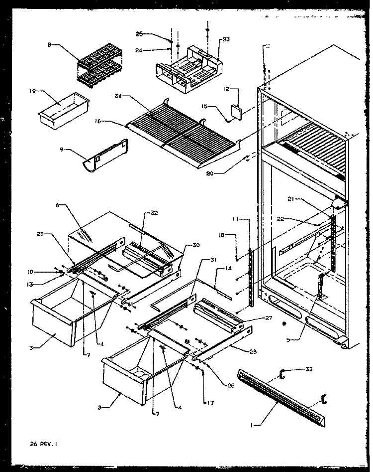 CABINET SHELVING Diagram and Parts List for TX19R2L P1158506W L Amana Refrigerator