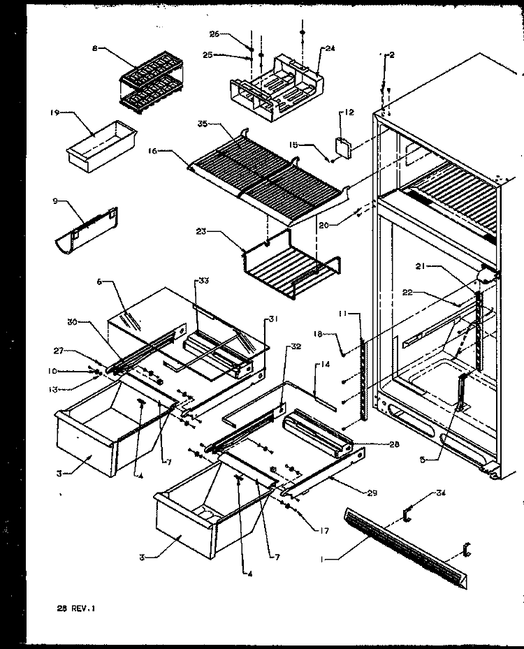 CABINET SHELVING Diagram and Parts List for TXI22R2L P1168014W L Amana Refrigerator