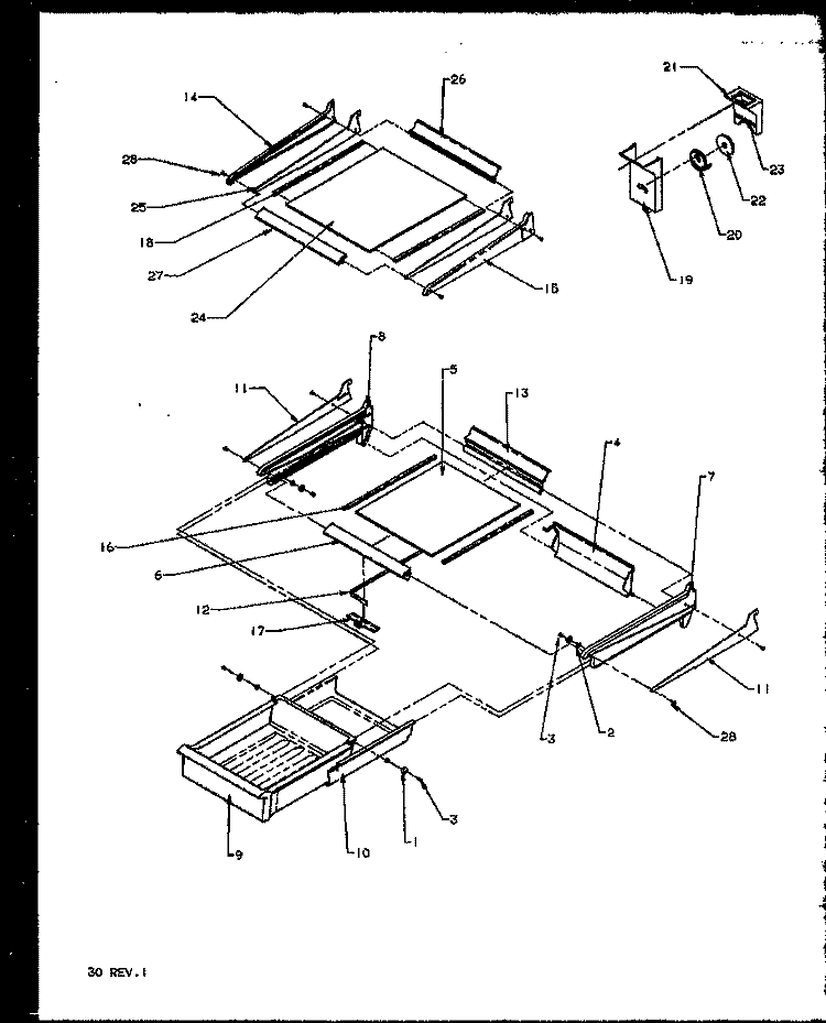 CABINET SHELVING Diagram and Parts List for TX19R2L P1158506W L Amana Refrigerator