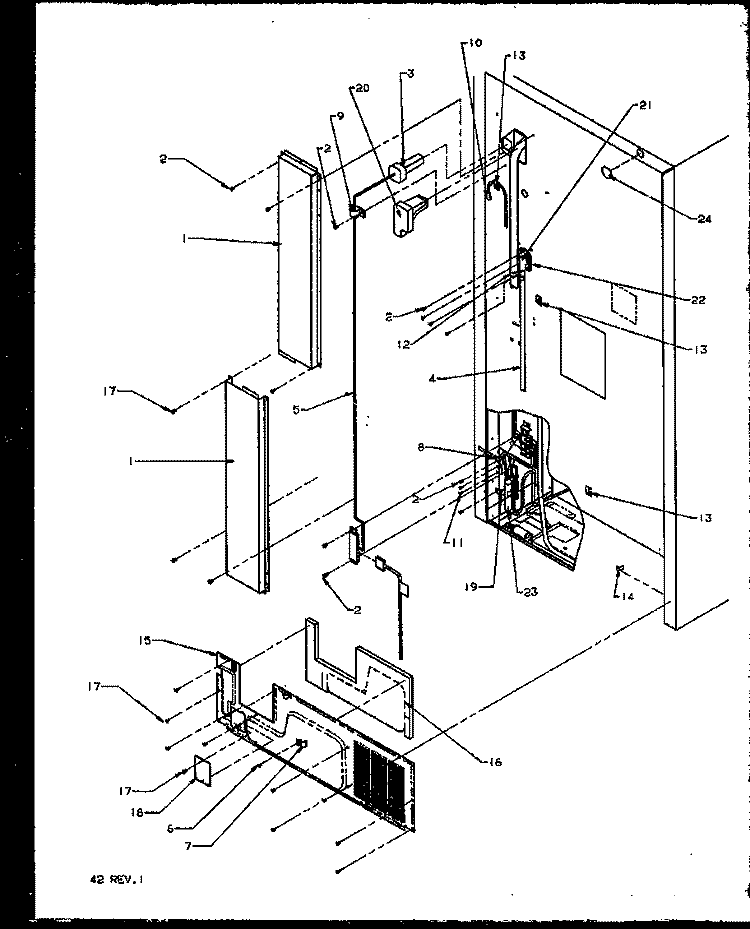 CABINET BACK Diagram and Parts List for TSI18R2L P1182102W L Amana Refrigerator