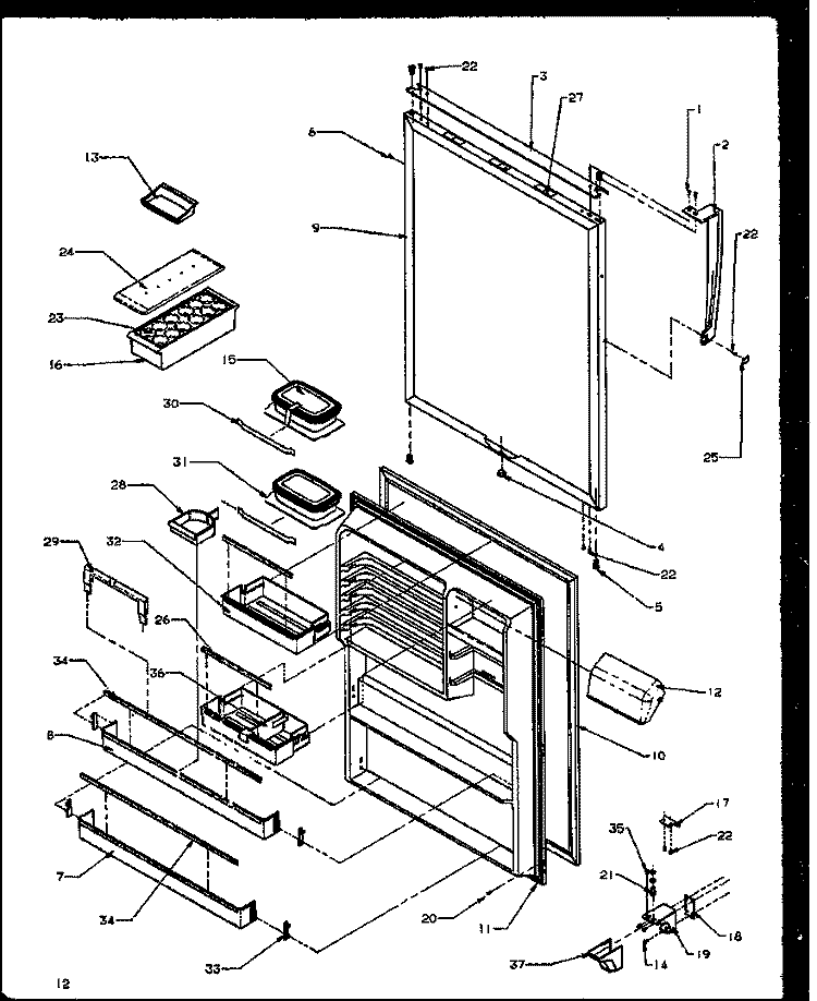 REF DOOR Diagram and Parts List for TG18R2L P1158305W L Amana Refrigerator