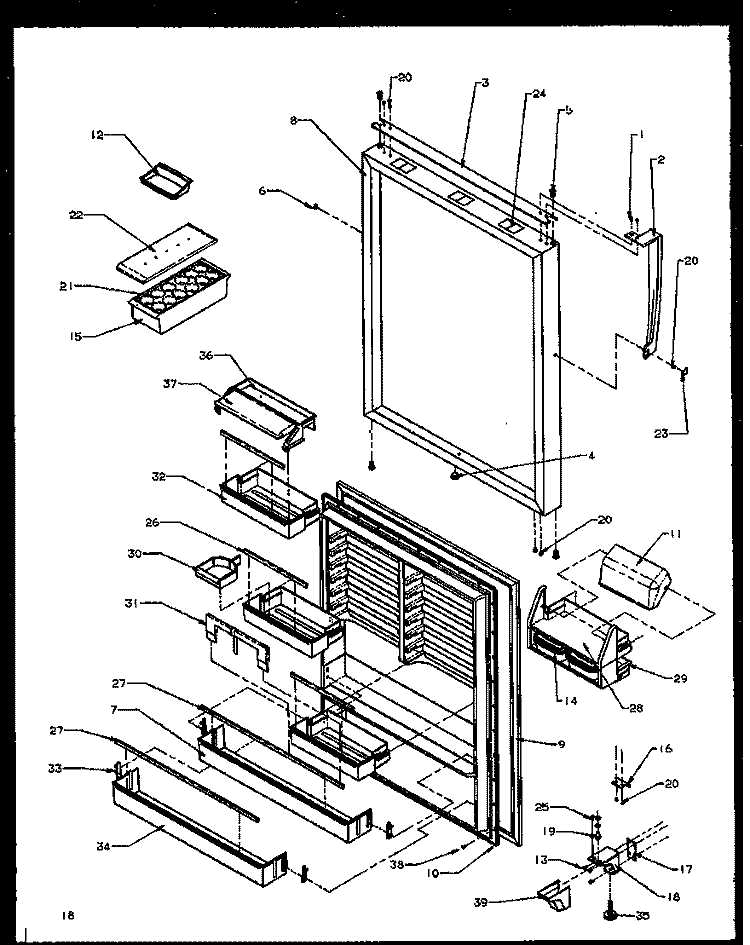REF DOOR Diagram and Parts List for TZI22R2L P1168013W L Amana Refrigerator