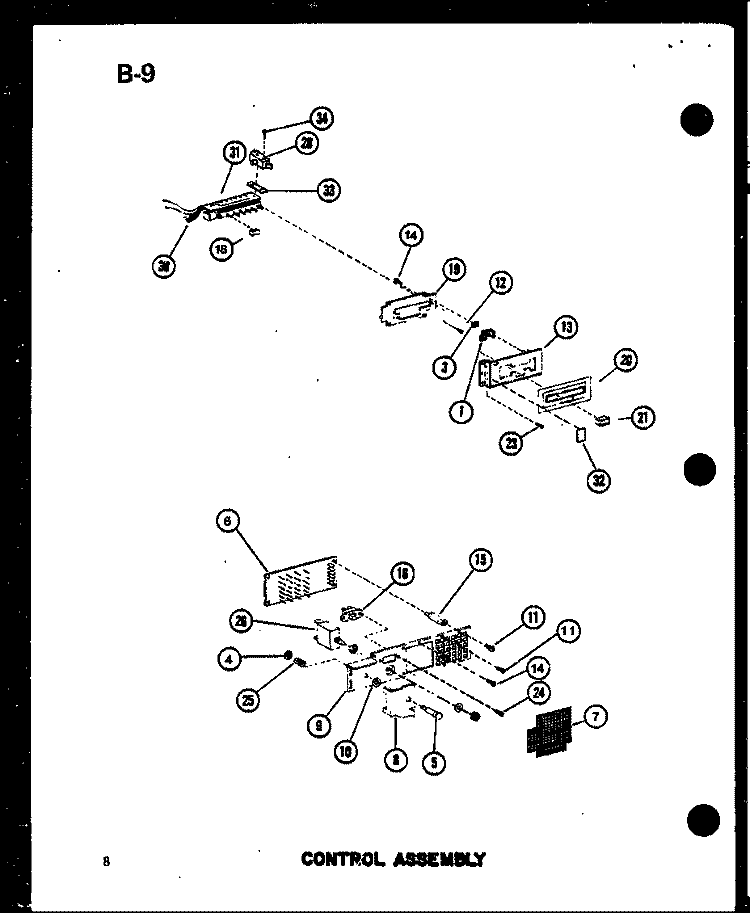 CONTROL ASSY Diagram and Parts List for RV-10A P7508514M Amana Microwave