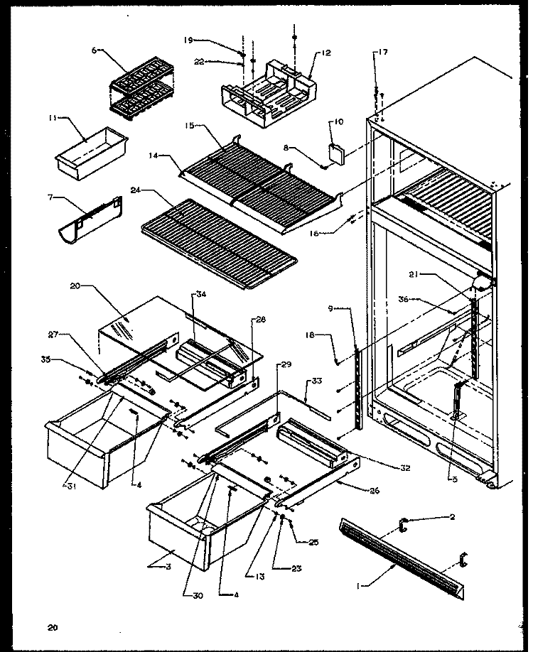 CABINET SHELVING Diagram and Parts List for TG18R2L P1158305W L Amana Refrigerator