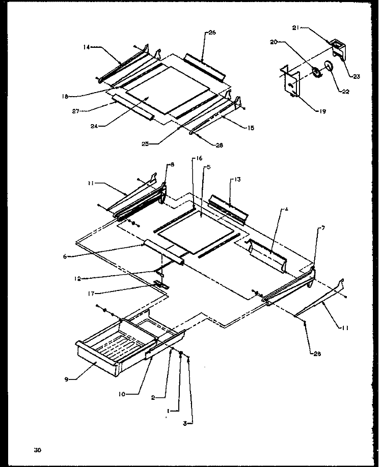 CABINET SHELVING Diagram and Parts List for TZ19R2E P1158505W E Amana Refrigerator