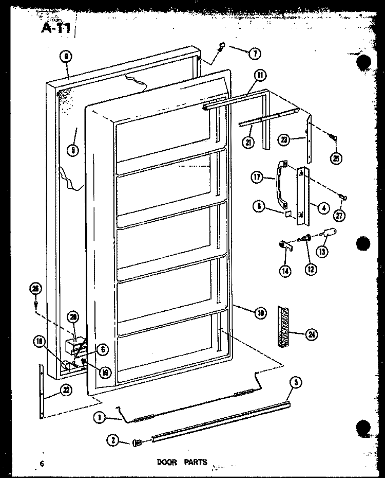 DOOR PARTS Diagram and Parts List for ESUF14C P6034561W Amana Freezer