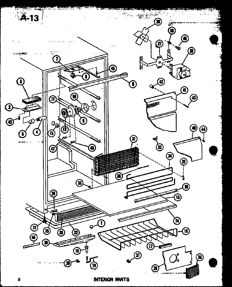 INTERIOR PARTS Diagram and Parts List for ESUF14C P6034561W Amana Freezer
