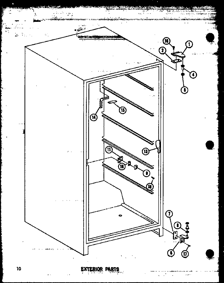 EXTERIOR PARTS Diagram and Parts List for ESUF14C P6034561W Amana Freezer