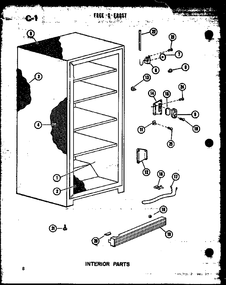 INTERIOR PARTS Diagram and Parts List for UF22C P6034572W Amana Freezer