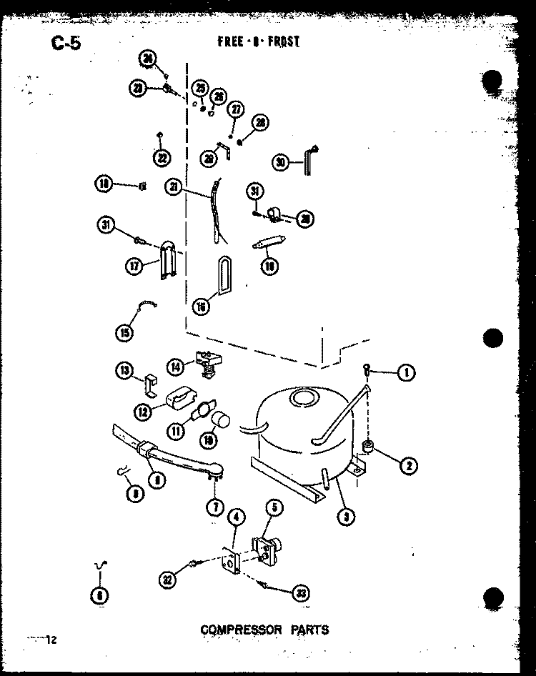 COMPRESSOR PARTS Diagram and Parts List for UF22C P6034572W Amana Freezer