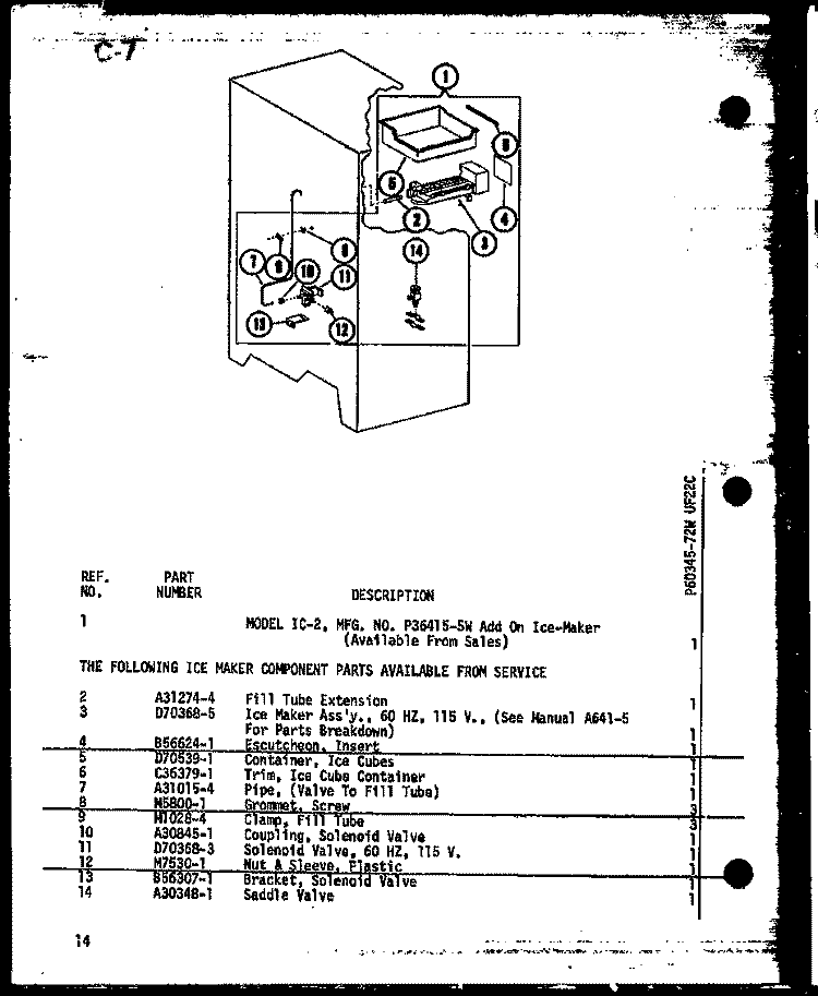 Page 6 Diagram and Parts List for UF22C P6034572W Amana Freezer