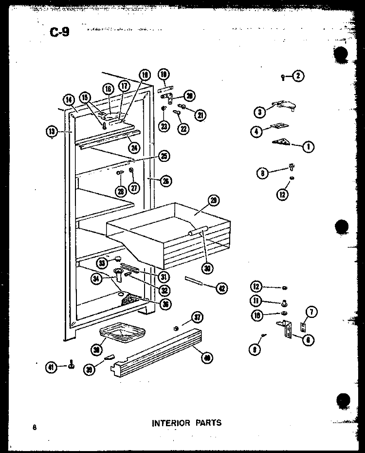 INTERIOR PARTS Diagram and Parts List for U23C-G P6034573W G Amana Freezer