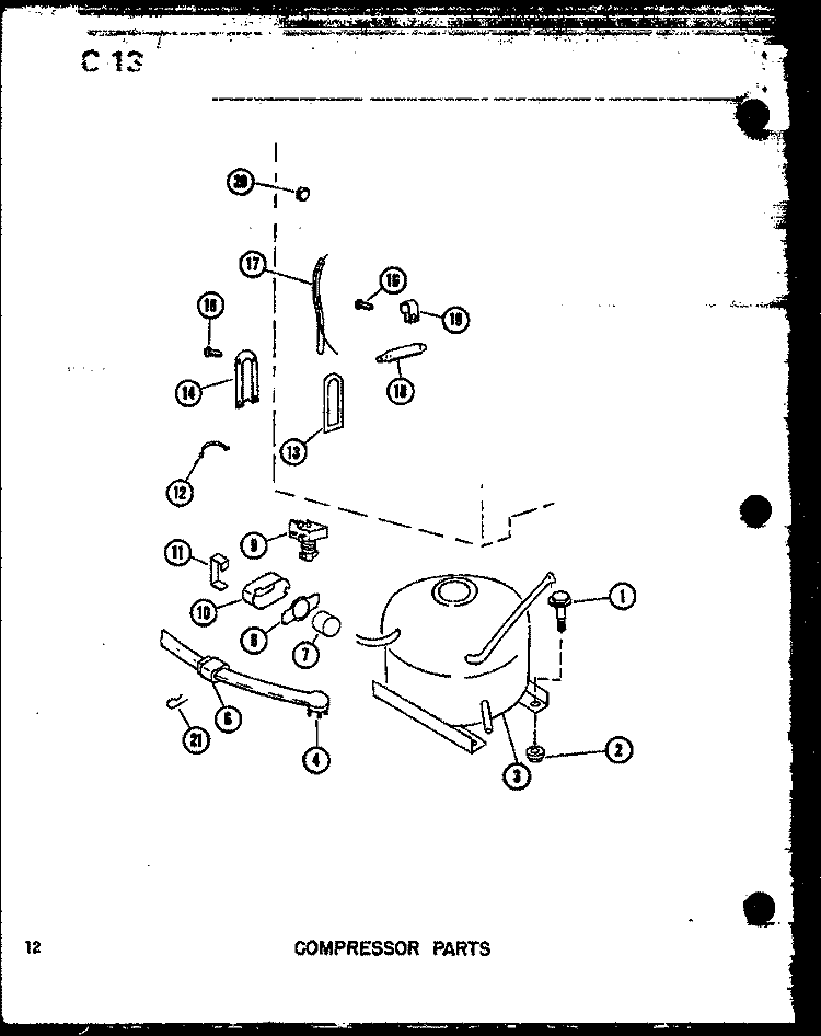 COMPRESSOR PARTS Diagram and Parts List for U23C-G P6034573W G Amana Freezer